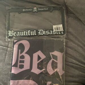 Beautiful Disaster license plate and flag bundle